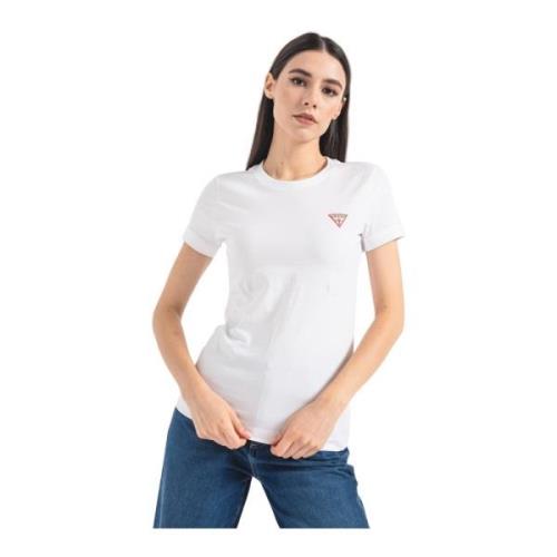 Stretch T-shirt - Wit, Aansluitend, Korte Mouw Guess , White , Dames