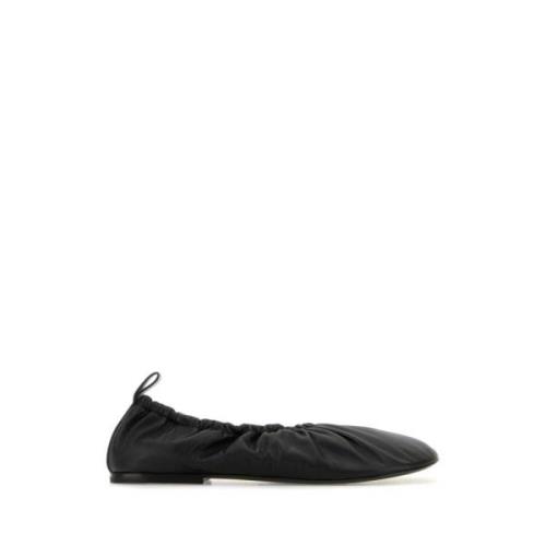 Zwarte Leren Ballerina's Jil Sander , Black , Dames