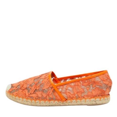 Pre-owned Leather flats Valentino Vintage , Orange , Dames