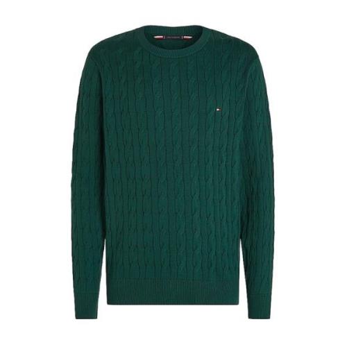 Groene Chain-Knit Crew Neck Sweater Tommy Hilfiger , Green , Heren