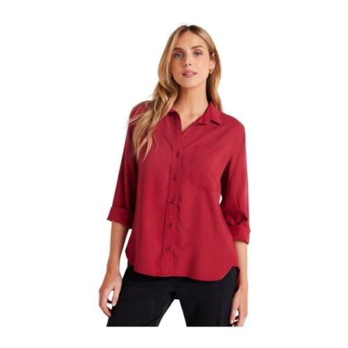 Knoopsluiting Tencel Blouse Bella Dahl , Red , Dames