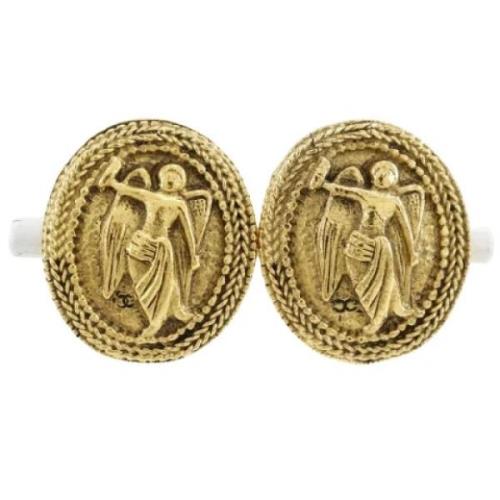 Pre-owned Metal earrings Chanel Vintage , Yellow , Dames