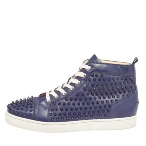 Pre-owned Leather sneakers Christian Louboutin Pre-owned , Blue , Here...