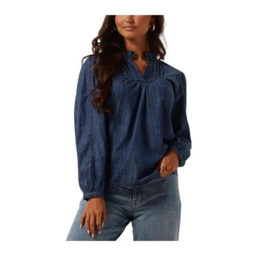 Elegante Beatrix Blouse Blauw Moliin , Blue , Dames