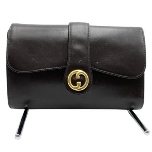 Pre-owned Leather clutches Gucci Vintage , Black , Dames