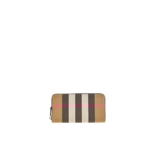 Geruite Portemonnee met Meerdere Kaartsleuven Burberry , Beige , Dames