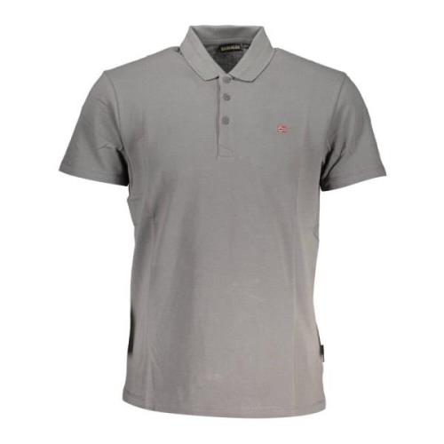 Grijze Polo Shirt Korte Mouwen Heren Napapijri , Gray , Heren