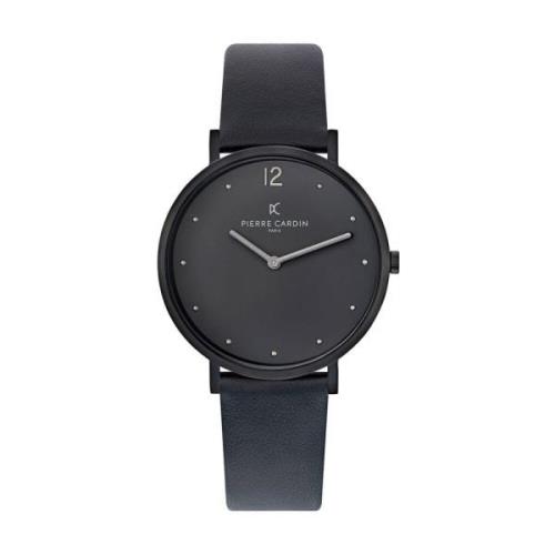 Zwarte Dames Leren Horloge Klassiek Pierre Cardin , Black , Dames