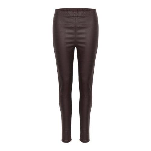 Geweven Legging Chocolade Pruim Krokodil Cream , Brown , Dames