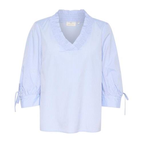 Lichtblauwe gestreepte blouse Kaffe , Blue , Dames