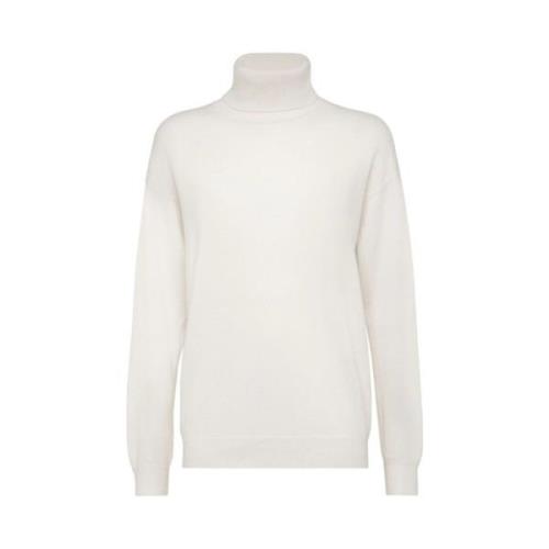 Witte Cashmere Mock Neck Jumper Brunello Cucinelli , White , Dames