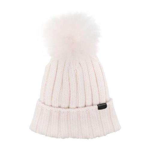 Chunky Cable Knit Pompom Mutsen Woolrich , White , Dames