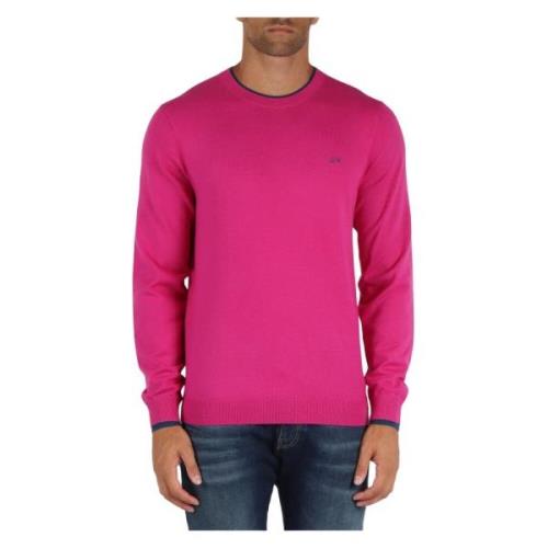 Merino Wol Katoen Trui Contrast Inzetstukken Sun68 , Pink , Heren