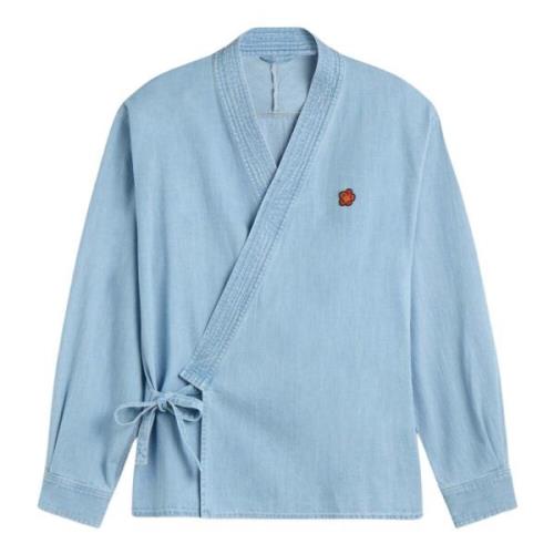 Denim Kimono Jack met Boke Bloem Kenzo , Blue , Heren