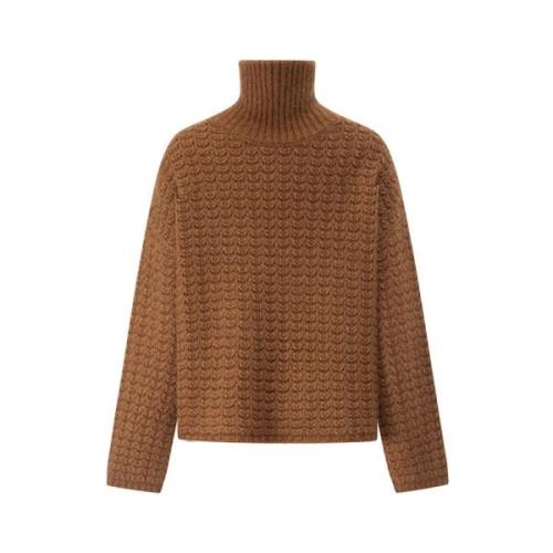 Kasjmier Zijde Coltrui Sweater Storm LU REN , Brown , Dames