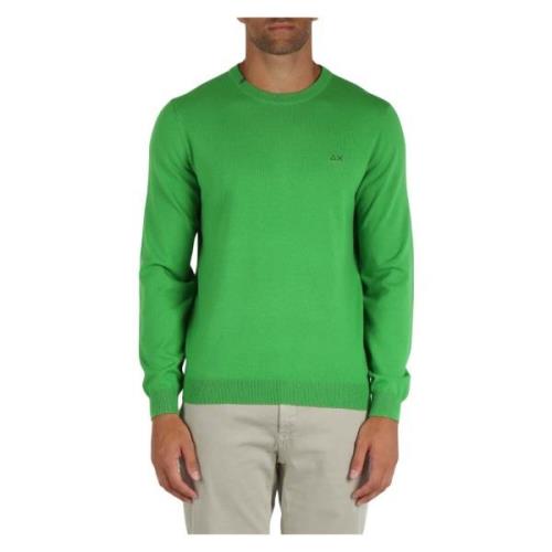 Merino Wol Katoen Geborduurde Sweater Sun68 , Green , Heren