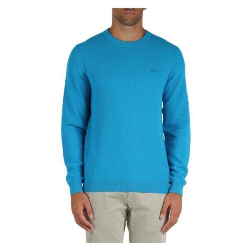 Merino Wol Honingraat Gebreide Trui Sun68 , Blue , Heren