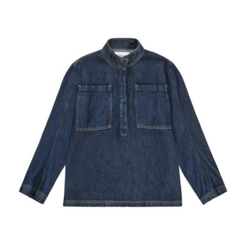 Denim Oversized Shirt met Zakken Munthe , Blue , Dames