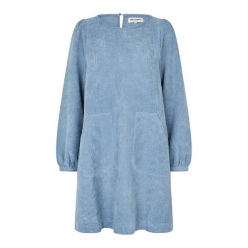 Geribbelde Jurk met Pofmouwen Lollys Laundry , Blue , Dames