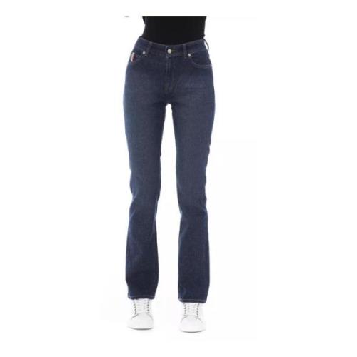 Blauwe Katoenen Jeans met Tricolor Inzet Baldinini , Blue , Dames