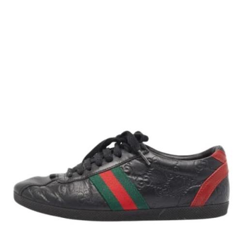 Pre-owned Leather sneakers Gucci Vintage , Black , Dames