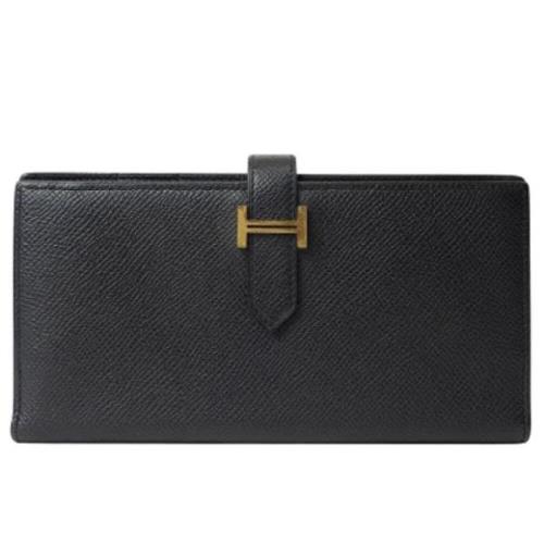 Pre-owned Leather wallets Hermès Vintage , Black , Dames