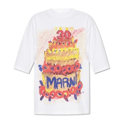 T-shirt met print Marni , White , Dames