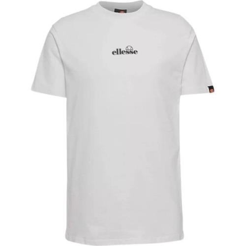 Heren Katoenen T-shirt Stijlvol Logo Ellesse , White , Heren