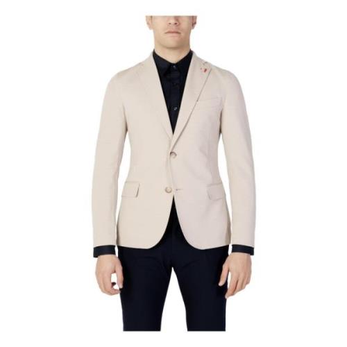 Beige Knoopsluiting Revers Blazer Mulish , Beige , Heren