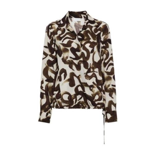 Bruine Wrap Shirt Handgeschilderde Print Dries Van Noten , Brown , Dam...