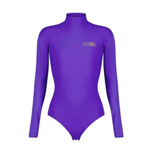 Gedrukt Body met Hoge Hals MM6 Maison Margiela , Purple , Dames