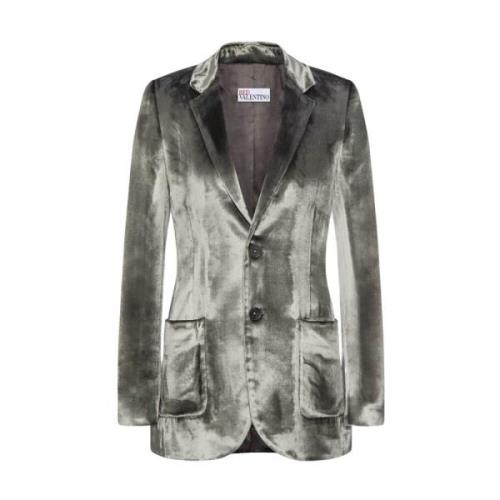 Aansluitende Liquid Velvet Jas RED Valentino , Gray , Dames