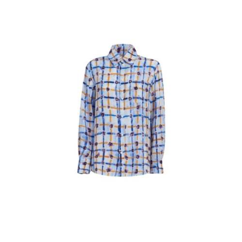 Zijden Saraband Print Shirt Marni , Blue , Dames