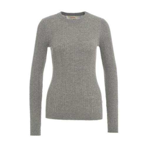 Italiaanse Gebreide Crew Neck Sweatshirt Jucca , Gray , Dames