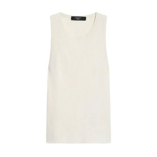 Geribbelde Mouwloze Top Olimpo Max Mara Weekend , Beige , Dames