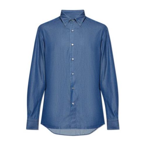 Katoenen overhemd Brioni , Blue , Heren