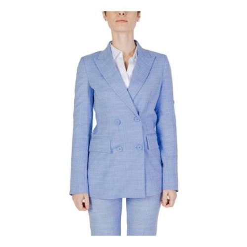 Lichtblauwe Reverskraag Blazer Sandro Ferrone , Blue , Dames