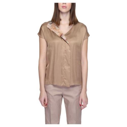 Gedrukte Beige Blouse Korte Mouw Alviero Martini 1a Classe , Beige , D...