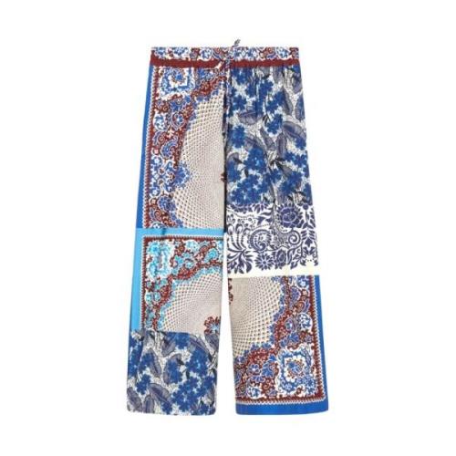 Ornamental Wide Leg Cotton Pants Max Mara Weekend , Multicolor , Dames