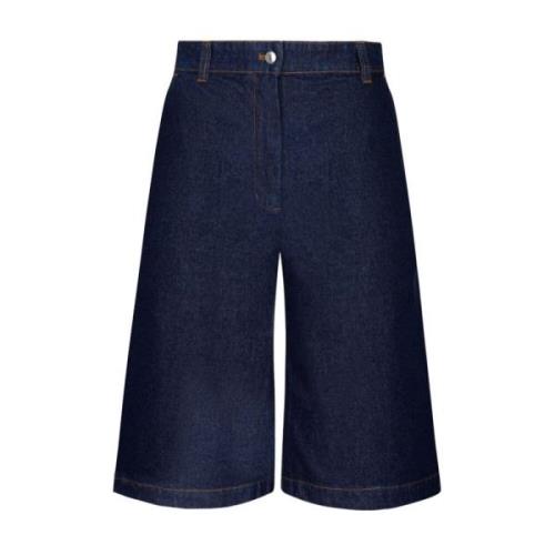 Indigo Workwear Denim Bermuda Shorts Maison Kitsuné , Blue , Dames