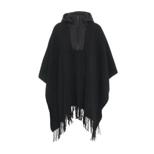 Cape met Capuchon en Logo Details Blugirl , Black , Dames