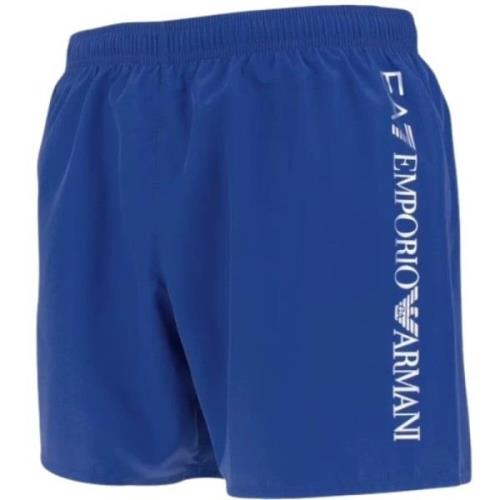 Heren Sportieve Polyester Shorts Emporio Armani EA7 , Blue , Heren