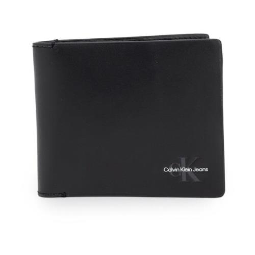 Zwarte Leren Herenportemonnee Calvin Klein , Black , Heren