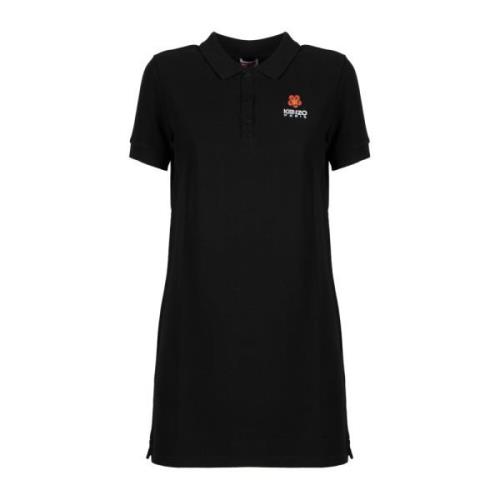 Zwart Logo Polo Jurk Katoenen Stof Kenzo , Black , Dames