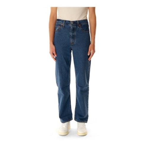 Hoge Taille Straight Fit Enkel Jeans Levi's , Blue , Dames