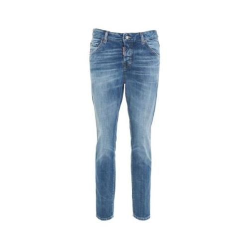 Italiaanse Straight Jeans met Opgezette Zakken Dsquared2 , Blue , Dame...