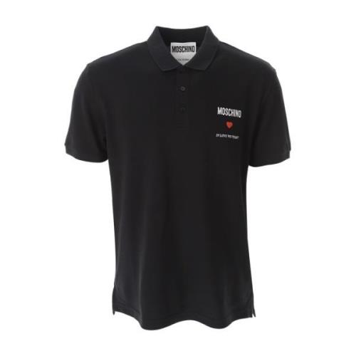 Trust Love Polo Shirt Moschino , Black , Heren