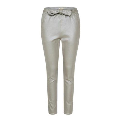 Baggy Pant Silver Grey Coating Cream , Gray , Dames