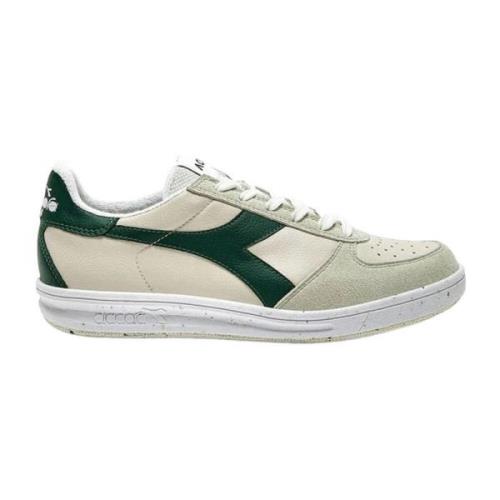 Groene Leren Sneakers Vetersluiting Stijl Diadora , Beige , Heren