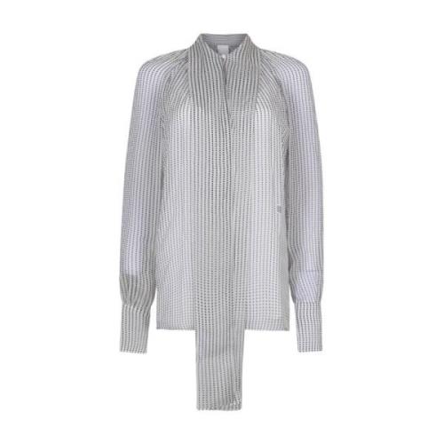 Polka Dots Zijden Chiffon Blouse Givenchy , White , Dames